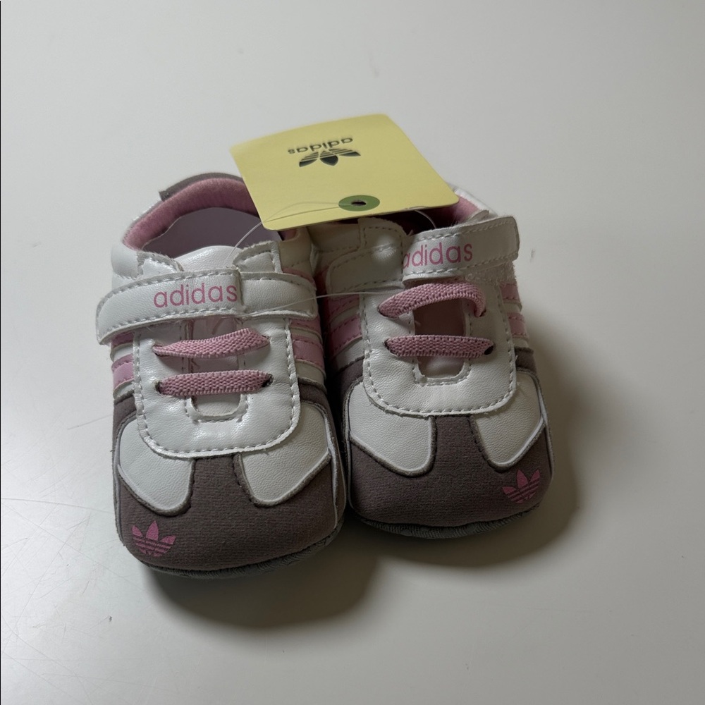 adidas White, Pink‎ and Brown Baby Walker Shoes